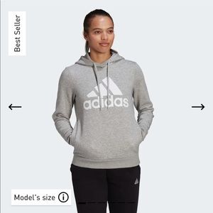 NEW WITH TAGS Adidas Loungewear Essentials Logo Fleece Hoodie Size M Gray